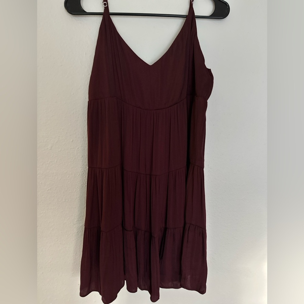 NAKED ZEBRA BURGUNDY PLEATED COCKTAIL DRESS